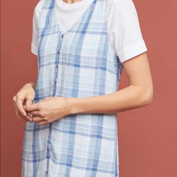 NWT Cloth & Stone Plaid Buttondown Dress Anthro XS - Picture 2 of 4